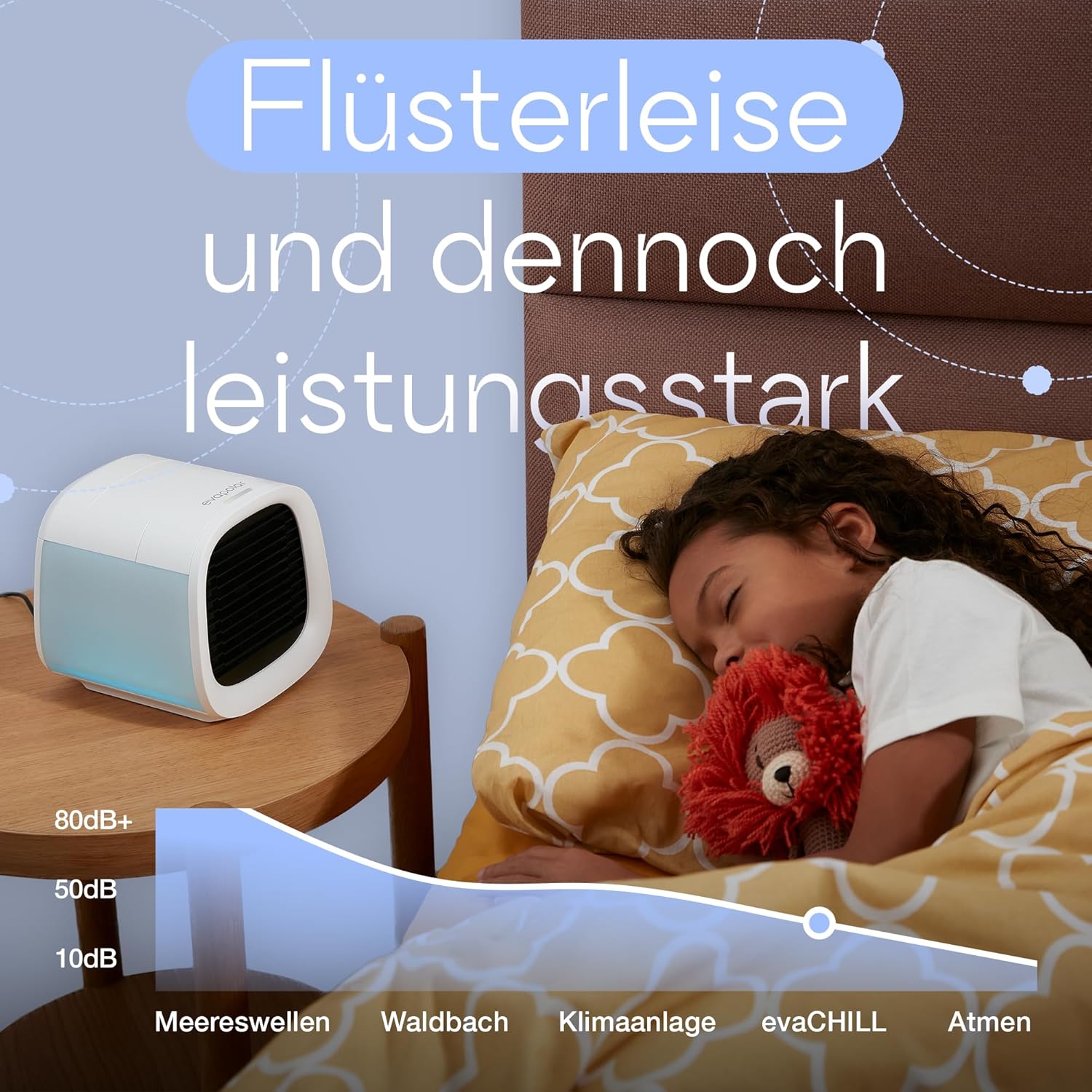 Evapolar evaCHILL Luftkühler und Luftbefeuchter, leise und tragbar, Kühler für Zuhause, Büro, Camping, Reisen, USB-Anschluss für einfachen Anschluss und integriertes LED-Nachtlicht, Grau – Bild 2