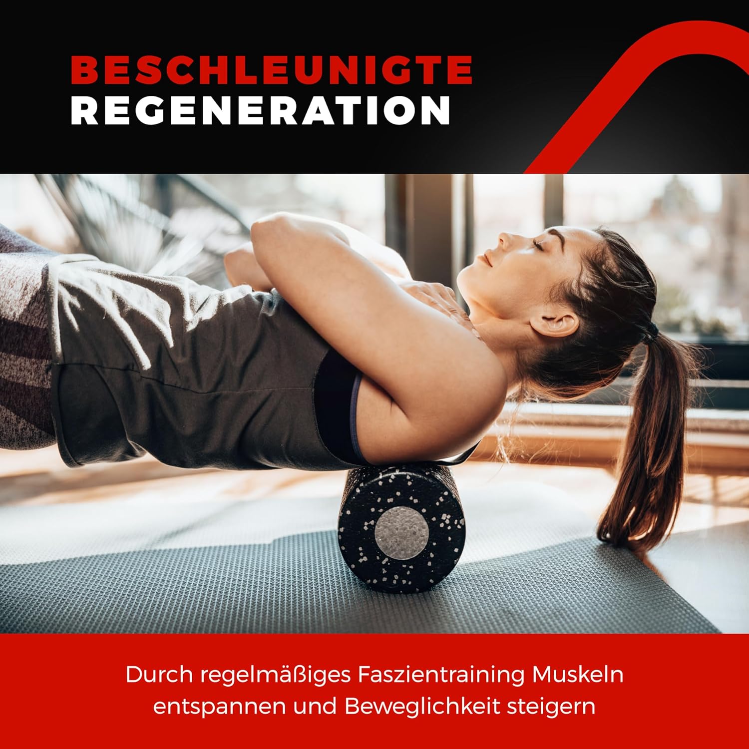 Faszienrolle, Schaumstoffrollen-Set 4 oder 6, oder 8-teilig, Massagerollen und Faszienbälle, Faszienrolle für effektives Faszientraining, inkl. Poster, Übungsbuch, E-Book und Turnbeutel, Rückenrolle., rot – Bild 3