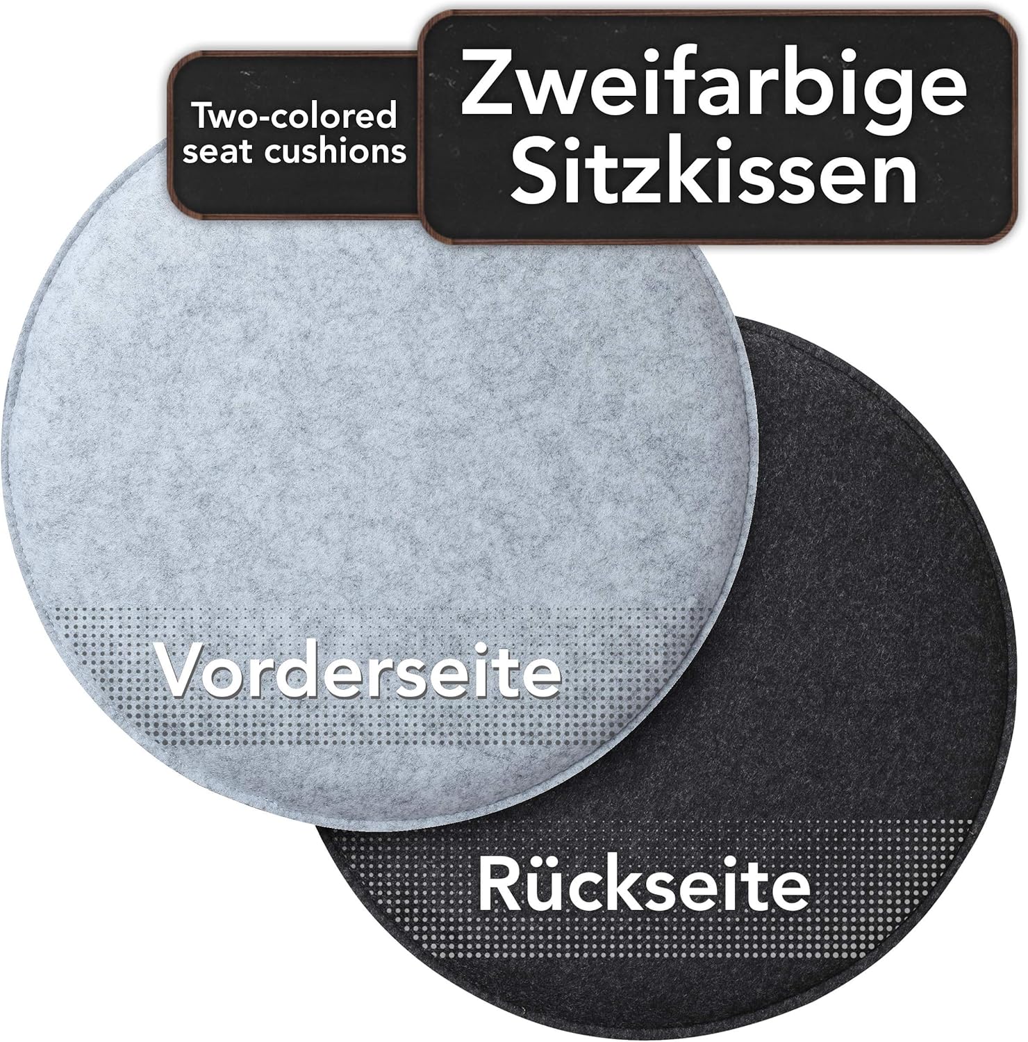 Sidorenko Bequeme runde Sitzkissen aus Filz, Durchmesser 34 cm, 4er-Set in 4 Farben, waschbare Stuhlkissen, bequemer Sitzbezug für Bank/Stuhl – Bild 2