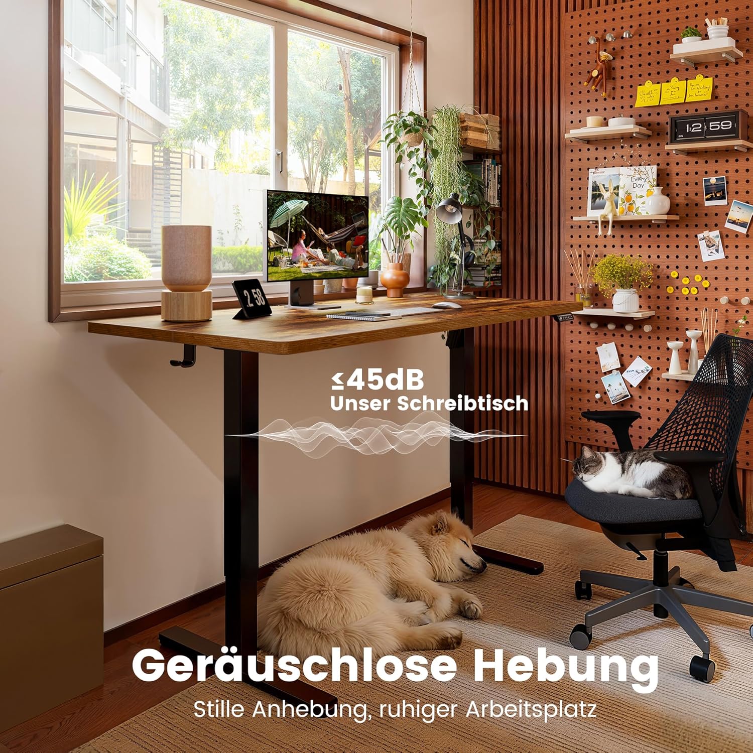 ErGear Elektrisch höhenverstellbarer Schreibtisch 140 x 70 cm, Schreibtisch höhenverstellbar mit 4 Speicherplätzen, Smart Desk für Home Office mit Anschlussplatte – Bild 4