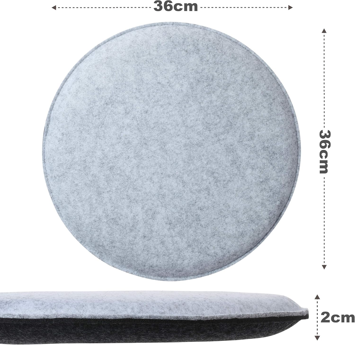 Sidorenko Bequeme runde Sitzkissen aus Filz, Durchmesser 34 cm, 4er-Set in 4 Farben, waschbare Stuhlkissen, bequemer Sitzbezug für Bank/Stuhl – Bild 3
