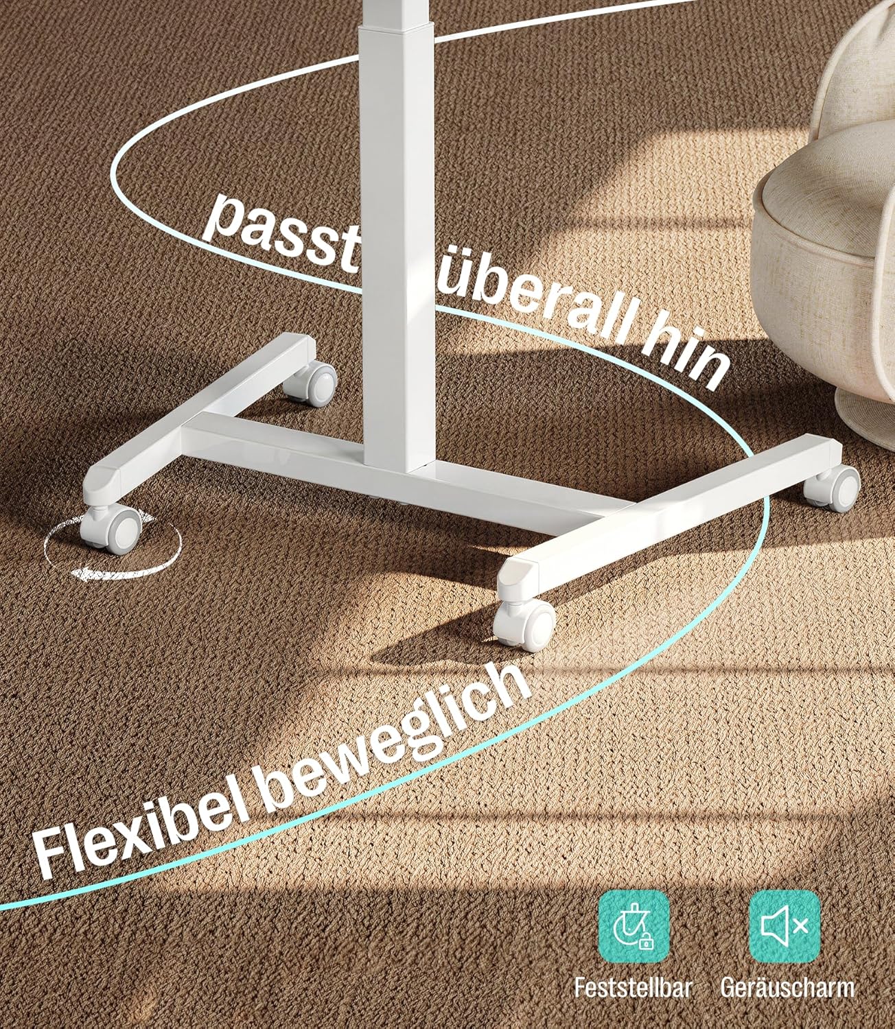 MAIDeSITe Fit Pro Stehpult, höhenverstellbar 76-110 cm, mobiler Schreibtisch mit Rollen, pneumatischer Laptoptisch mit klappbarer Tischplatte, Beistelltisch für das Home Office – Bild 6