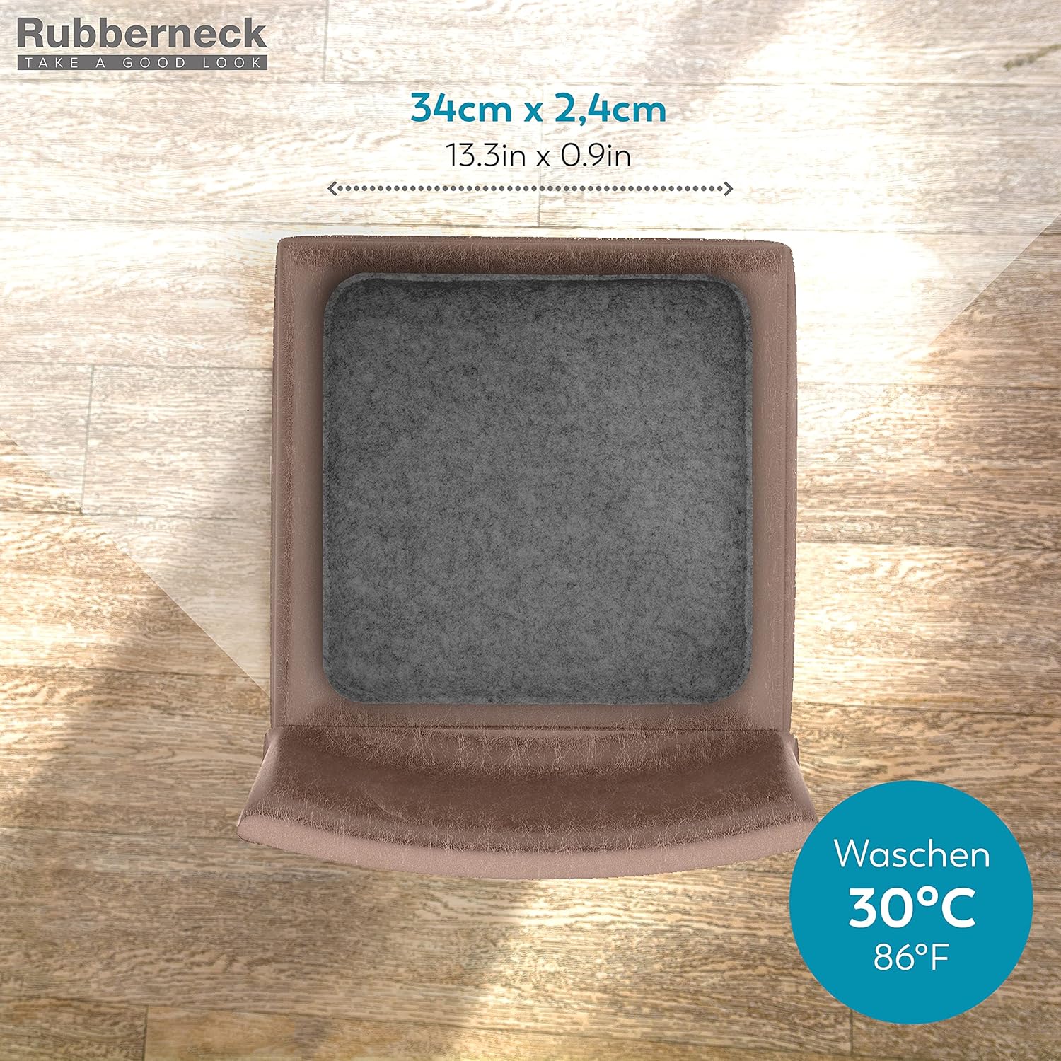 Rubberneck 4er-Set rutschfeste Filz-Sitzkissen, quadratische Stuhlkissen mit rutschfesten Noppen, dunkelgrau – Bild 2