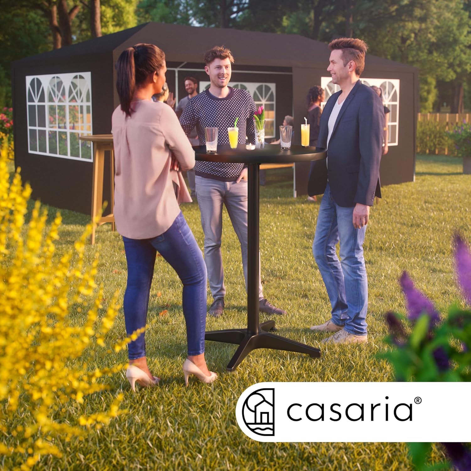 Casaria 2-in-1-Bartisch, höhenverstellbar, klappbar, 70 cm / 115 cm, Aluminium, wetterfest, Durchmesser 60 cm, rund, Outdoor, Indoor-Beistelltisch, Bistrotisch, schwarz – Bild 2