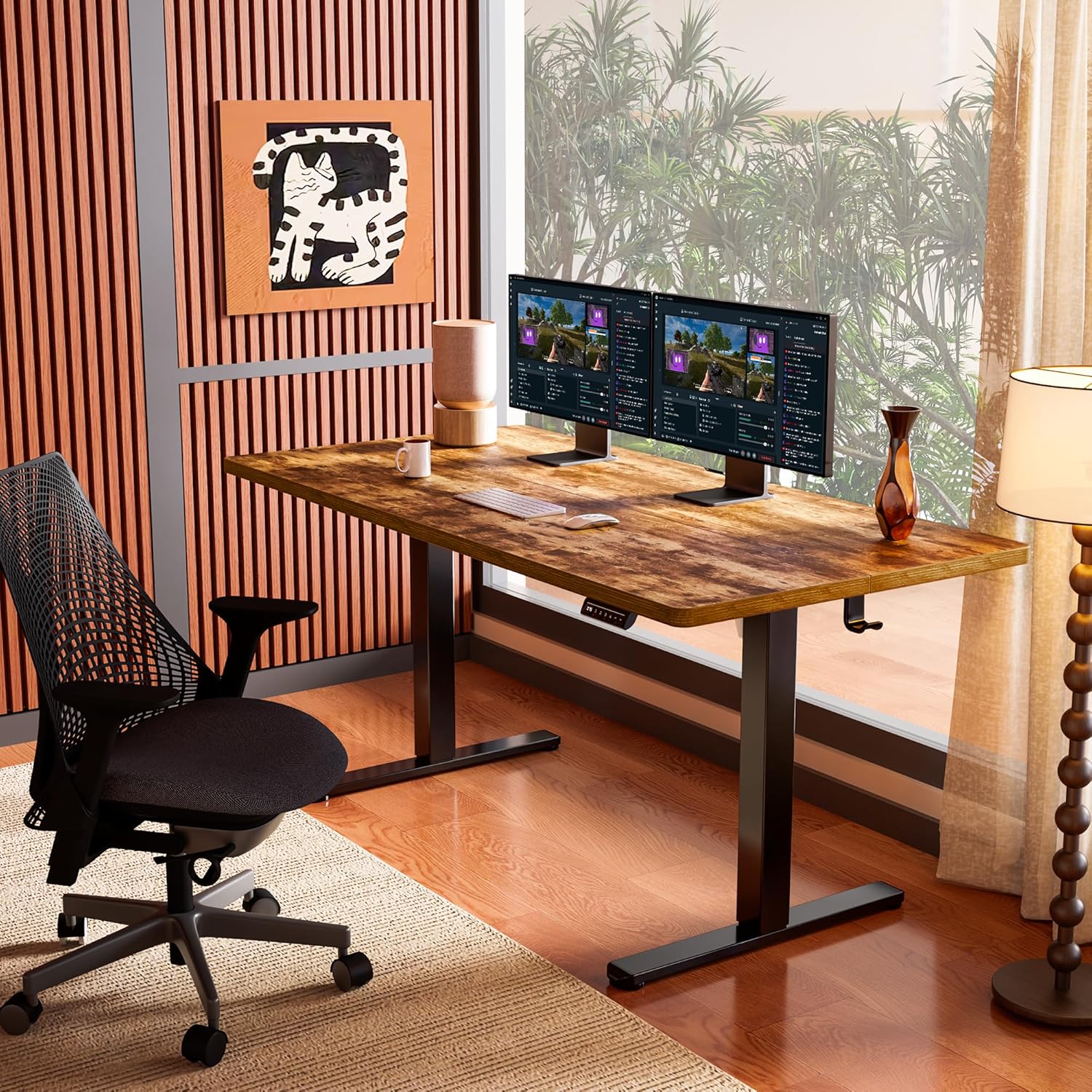 ErGear Elektrisch höhenverstellbarer Schreibtisch 140 x 70 cm, Schreibtisch höhenverstellbar mit 4 Speicherplätzen, Smart Desk für Home Office mit Anschlussplatte – Bild 2