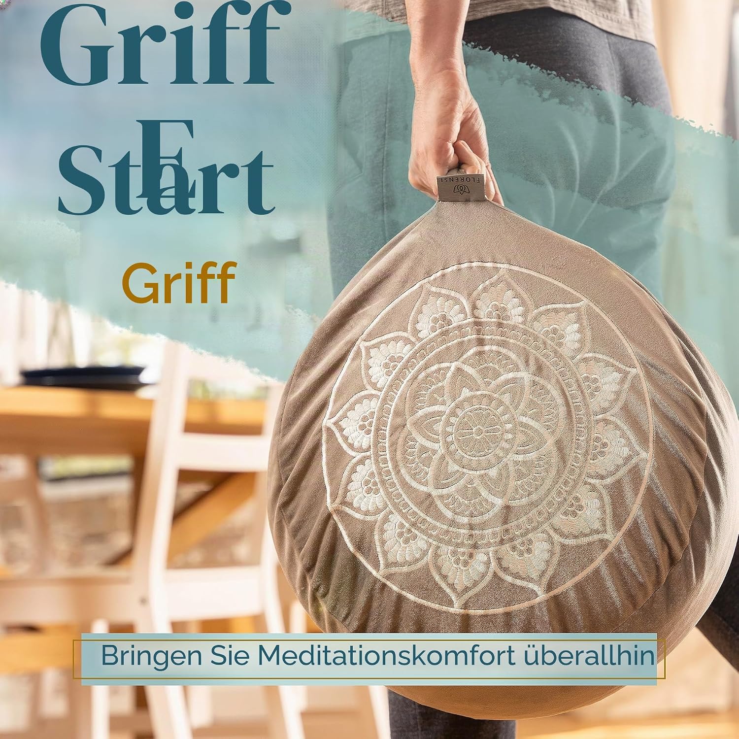 Florensi Meditationskissen (16 x 16 x 5 Zoll), großes Meditationskissen aus Samt, Premium-Yogakissen für Männer und Frauen, Yogakissen, Meditationskissen zum Sitzen auf dem Boden – Bild 9