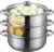 Edelstahl-Dampfgarer 28 cm, 3- und 4-stufiger Dampfgartopf mit Glasdeckel, stapelbarer Schnellkochtopf für Gemüse, Fisch, Nudeln und Suppen, für Induktion und Gas (3 Etagen)