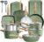 Kitchen Academy 17-teiliges Induktions-Kochgeschirr-Set mit Glasdeckel und Granitbeschichtung, inklusive Pfannen und Töpfe (grün, 17-teilig)