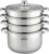 Dampfgarer-Set 5-teilig, 24 cm, 3x Dampfgareinsatz und Glasdeckel | Dampftopf für gesundes Dämpfen, für alle Herdarten, Topfset aus Edelstahl, Dämpfen und Garen auf mehreren Ebenen