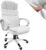 tectake Chefbürostuhl mit 12 cm Polsterung, Schreibtischstuhl mit Armlehnen und Wippfunktion, ergonomischer Bürostuhl höhenverstellbar, PC-Stuhl, Drehstuhl mit Rollen in Lederoptik – Weiß