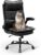 Ergonomischer Bürostuhl, Chefsessel mit kratzfester Technologie aus Leder, klappbare Armlehne, Dreh- und Wippfunktion, höhenverstellbar, doppelt verdickte Rückenlehne, Schwarz