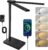 Schreibtischlampe LED 15W Dimmbar, Augenschutz, 5 Farben und 10 Helligkeitsstufen, Adapter, Ladefunktion, Timer, Memory-Lesemodus, Tischlampe mit 2m Kabellänge, für Kinder, Schlafzimmer, Büro, Schwarz