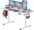 Elektrisch höhenverstellbarer Schreibtisch, 160 x 60 cm, höhenverstellbarer Schreibtisch mit Memory-Steuerung und Antikollisionstechnologie, Rollen, Spleißbrett, weißer Rahmen/weiße Tischplatte