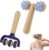Golgner 2 Stück Massagerolle mit Griff, Massagerolle mit Igelball, Massagegerät mit Griff, Faszienrolle, Selbstmassagerolle, Holzmassagerolle mit Igelball, für Beine, Füße