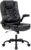 IWMH Ergonomischer Bürostuhl 180 kg, Schreibtischstuhl PU-Leder mit klappbaren Armlehnen, Chefsessel hohe Rückenlehne höhenverstellbar für Home Office und Büro (Schwarz)