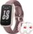 Smartwatch Damen Herren – 3 Armbänder, 1,47 Zoll kleine Fitness-Uhr als Fitness-Tracker, Aktivitätstracker, Herzfrequenzmesser, Uhr, SpO2, Schlaf-Tracker, Schrittzähler, Sportuhr für Android iOS, Roségold/Rauchviolett