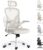 Farini Ergonomischer Stuhl mit Armlehne, Büro-Schreibtischstuhl mit Rollen, bequemer Home-Office-Stuhl, Weiß