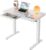 HUANUO 88 x 50 cm höhenverstellbarer Schreibtisch aus Glas mit Schublade, höhenverstellbarer Schreibtisch, ganze Tischplatte, USB-Ladeanschluss und 3 Speicherfunktionen, Weiß
