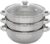 Dampfgarer aus Edelstahl mit 3 Etagen, 32,5 x A 25 cm, silberner Dampfgarer, Dampfgarer, Kochtopf, Suppentopf, verdickter, dreischichtiger Dampfgarer mit Glasdeckel für Gas-, Induktions- und Halogenherde