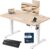 JUMMICO Höhenverstellbarer Schreibtisch mit USB-Ladeanschluss, 120 x 60 cm, elektrischer Schreibtisch, Stehsitz, Tisch, verstellbarer Computertisch, Beige