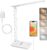 Jumoking Schreibtischlampe LED Dimmbar Augenschutz, Schreibtischlampe mit 5 Farben und 5 Helligkeitsstufen, Tischlampe mit USB-Ladeanschluss, Touch-Steuerung für Kinder, Schlafzimmer, Lesen, Büros (Weiß)