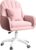 Home-Office-Stuhl, Samtstuhl mit Kissen, 360° drehbar, höhenverstellbarer Bürostuhl, ergonomisch, Schminkstuhl, Drehstuhl, für Arbeitszimmer, Schlafzimmer, maximale Belastung 120 kg, Rosa