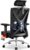 Daccormax Bürostuhl, Ergonomischer Schreibtischstuhl mit verstellbaren Armlehnen, weiche Lordosenstütze aus Naturschwamm und Kopfstütze, Chefsessel, Drehstuhl, Wippfunktion, 200 kg, Schwarz