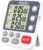 Digitaler Dual-Küchentimer, 3 Kanäle, Count-Up/Down-Timer, Kochtimer, großes Display, lauter Lautstärkealarm und Blinklicht mit magnetischer Rückseite, Ständer (weiß)