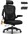 Ergonomischer Bürostuhl, Schreibtischstuhl mit 5D-Lendenwirbelstütze und Kopfstütze, um 90° klappbare Armlehnen, Schreibtischstuhl neigbar bis zu 135°, Bürostuhl, mit Gummirädern