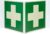 Erste-Hilfe-Nasenschild/Winkelschild, Hart-PVC, fotolumineszierend, 200 x 200 mm gemäß ASR A1.3 / ISO 7010 E003, Rettungsschild, 20 x 20 cm