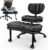 HOMRELEXA Bürostuhl mit Kreuzbeinen, 360° drehbar, ergonomischer Kniestuhl, Criss-Cross-Schreibtischstuhl mit verstellbarer Höhe, ADHS-Meditationsstuhl mit Rückenstütze, Cloud-PU-Leder, Schwarz