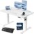 JUMMICO Höhenverstellbarer Schreibtisch mit USB-Ladeanschluss, 120 x 60 cm, elektrischer Schreibtisch, Stehsitz, Tisch, verstellbarer Computertisch, weiß