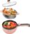 Audecook Elektrischer Hot Pot mit Dampfgarer, 1,5 l/20 cm elektrische Bratpfanne, Hotpot-Topf, antihaftbeschichtete Mini-Elektropfanne, Multikocher für Dorm Ramen, Steak (C (Rosa/1,5 l mit Dampfgarer))