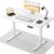 Flamaker höhenverstellbarer Schreibtisch, ganze Tischplatte, 110 x 53 cm, elektrischer Schreibtisch, höhenverstellbar für Stehsitz, Computertisch mit Memory-Funktion, Stehpult, weiß