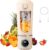 Tragbarer Mixer, 450 ml, Smoothie-Maker mit 12 Klingen aus Edelstahl, wiederaufladbarer USB-Mini-Mixer, Mixer für unterwegs mit Mixer-Bürste und Strohhalm-Bürste, elektrischer Entsafter für unterwegs für Milchshake-Saft-Smoothie