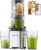 AMZCHEF Entsafter – Slow Juicer mit 120 mm Breite und größerem Einfüllschacht für ganzes Gemüse und Obst – Leicht zu reinigender Entsafter mit 2 Gläsern – Silber