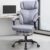 FelixKing Leder-Bürostuhl, Chefsessel, ergonomischer hoher Bürostuhl, bequemer Drehstuhl mit verstellbarer hoher Fußstütze für Heimspiele (Mattgrau)