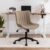 YOUTASTE Ergonomischer Bürostuhl, Schreibtischstuhl, höhenverstellbar, Bürostuhl mit PU-Leder und Rollen, Drehstuhl, Wippfunktion, Computerstuhl, 150 kg Tragkraft, Khaki