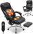 COLAMY Ergonomischer Chefsessel aus Leder mit 6-Punkt-Massage und 3-stufiger Heizfunktion, höhenverstellbar, verstellbare Rückenlehne, ausziehbare Fußstütze – Büro & Heimbüro, Schwarz