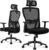 Durrafy Bürostuhl, ergonomischer Bürostuhl, 150 kg belastbar, verstellbare Lordosenstütze, Kopfstütze & Armlehnen, Drehstuhl mit Liegefunktion, hohe Rückenlehne als Schreibtischstuhl, schwarz