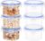 Kssvzz 6 Stück 300 ml Frischhaltedosen mit Deckel, rund, luftdicht, Kunststoffschüssel, auslaufsicher, Meal-Prep-Boxen, stapelbar und langlebig, Gefrierbehälter, klein, BPA-frei