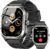 Militär Smartwatch Herren Damen 2,06 Zoll HD Smartwatch mit Telefonfunktion, Sportuhr mit Herzfrequenz Schlafmonitor Schrittzähler IP68 Wasserdicht 110+ Sportmodi Fitnessuhr für Android/iOS (Schwarz)