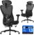 SONGMICS OBN066BH01 Ergonomischer Bürostuhl, Computerstuhl, verstellbare Lenden- und Kopfstütze, maximale Belastung 150 kg, höhenverstellbar, Tintenschwarz