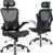GTPLAYER Ergonomischer Bürostuhl mit verstellbarer Kopfstütze, Armlehnen, Lordosenstütze, Bürostuhl & Gaming-Stuhl, Wippfunktion, Mesh-Chefsessel, 150 kg (Schwarz)