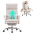 UEV Ergonomischer Bürostuhl mit Fußstütze bis 226 kg, klappbare Armlehnen/dicke Sitzpolsterung/verstellbare Kopfstütze, Schreibtischstuhl für Schneidersitz, Computerstuhl, Drehstuhl, Heimbüro, Beige