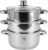 KARL HAUSMANN Dampfgarer 3,3 L 20 cm – Dampfgarer aus Edelstahl für Induktion, Dampfgarer mit 3 Garstufen und Glasdeckel, Gemüsedämpfer für Gemüse, Fisch, Knödel und Kartoffeln