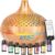 500 ml Aromadiffusor für ätherische Öle, Aromatherapie-Diffusor mit 8 Ölen, Fernbedienung, 4 Timer, 14 Farben und 2 Sprühmodi (Goldgelb)