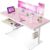 OffiGo Glas höhenverstellbarer Schreibtisch, 140 x 60 cm, elektrischer Schreibtisch mit Schublade, ganze Tischplatte mit USB und Typ-C, Stehpult, Stehsitz, Glastisch für Home Office, Büro, Pink