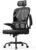 rattantree Ergonomischer Bürostuhl, Schreibtischstuhl mit verstellbarer Kopfstütze und Armlehnen, C-förmige Lordosenstütze, Drehstuhl mit Rollen für das Heimbüro, Schwarz