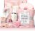 Geschenke für Frauen, 11-teiliges Bade-Geschenkset mit Rosenduft, Frauen, Geburtstagsgeschenk, entspannendes Spa-Geschenk, Korbpflegepaket, 12 oz Edelstahl-Weinbecher und Decke, für Freundin, Schwester, Ehefrau